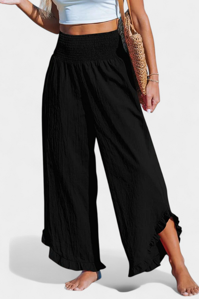 Justina Pantalones Palazzo de Cintura Alta con Volantes