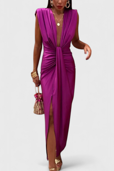 Lakisha Vestido Midi Ajustado con Escote Profundo
