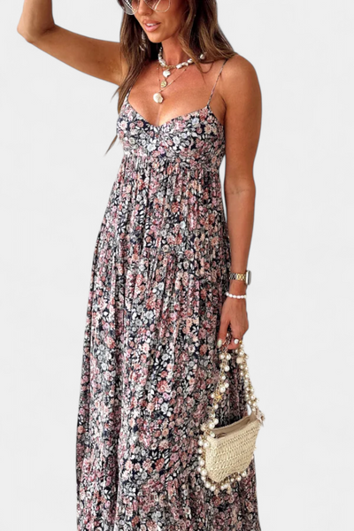 Vestido Maxi Floral Reyna con Espalda Descubierta