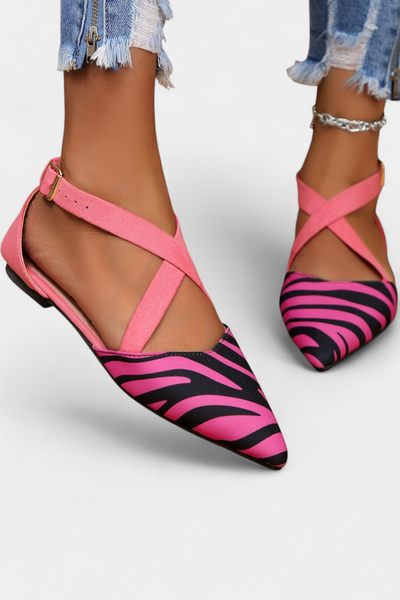 Bailarinas Fenna con Diseño de Cebra y Tiras Cruzadas