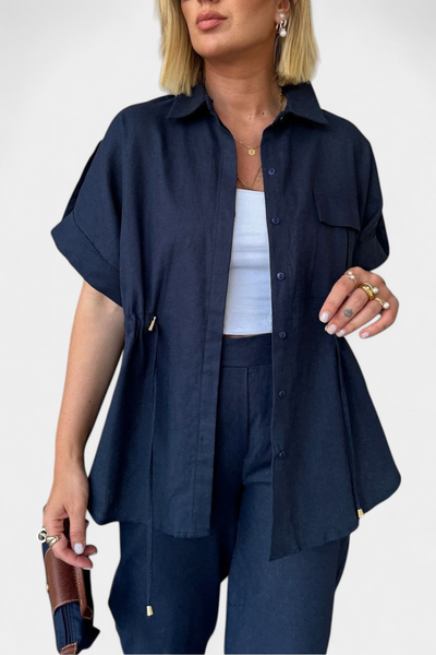 Lani Conjunto Casual de Camisa y Pantalones de Algodón y Lino