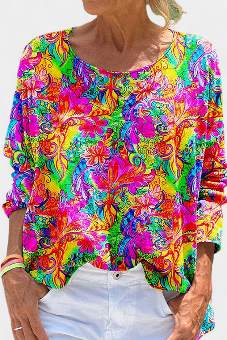 Blusa Holgada Omari con Estampado Bohemio Retro