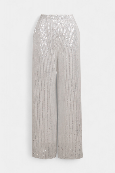 Elva Pantalones Holgados de Cintura Alta con Lentejuelas