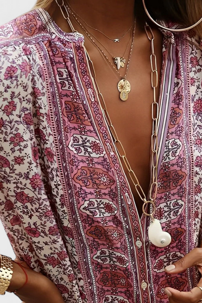 Chinara Vestido Largo Boho con Bordado Étnico y Corte Suelto