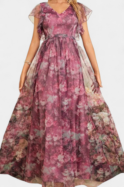 Vestido Largo de Chifón con Estampado Floral Mariana - Ligero y Fresco