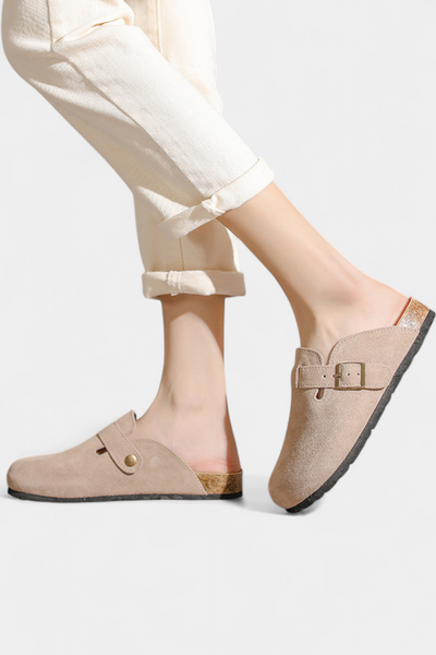 Aubree Unisex Suede Clogs with Adjustable Buckle