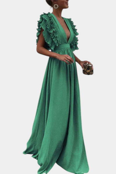 Vestido Maxi Elegante Lucera con Mangas Fluidas