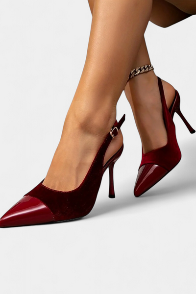 Candice Tacones Stiletto de Terciopelo con Diseño Patchwork