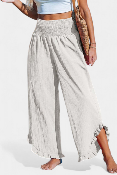 Justina Pantalones Palazzo de Cintura Alta con Volantes