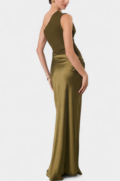 Ottavia Vestido de Fiesta Largo con Pliegues y Escote Asimétrico
