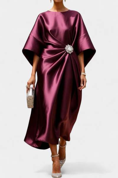 Luxe Brillante Vestido Largo de Satén Ubelia
