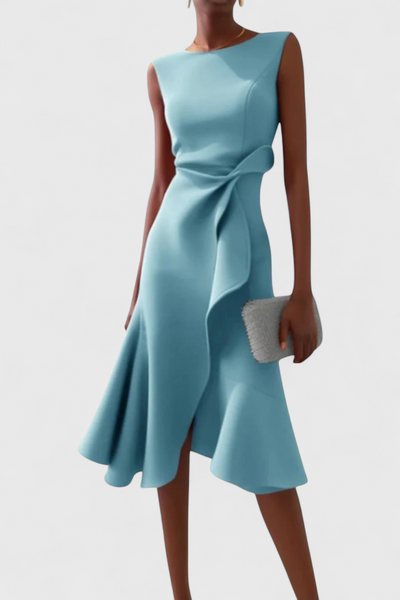 Vestido Midi Asimétrico Claudia con Drapeado Chic