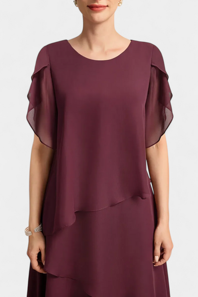 Cornelia Vestido Asimétrico de Chiffon con Silueta Ligera