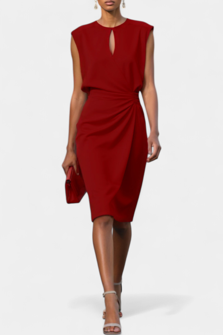 Mona Vestido Midi de Manga Larga con Escote Redondo