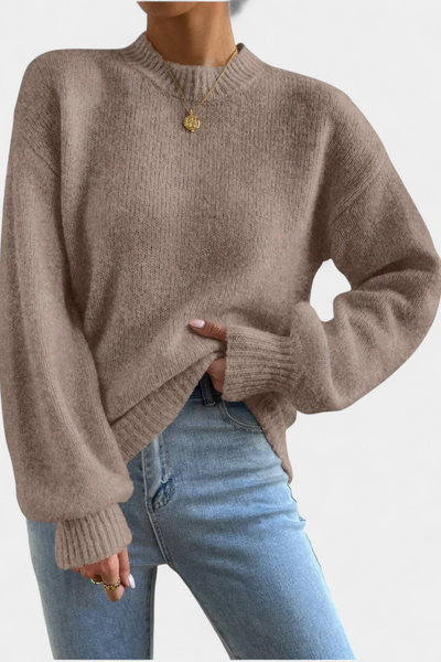 Jersey Mae de Cuello Redondo y Mangas Abullonadas