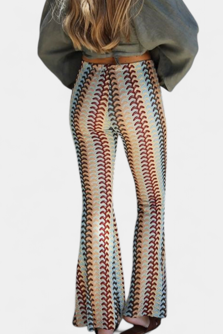Retro Printed Flared Pants - Carlie