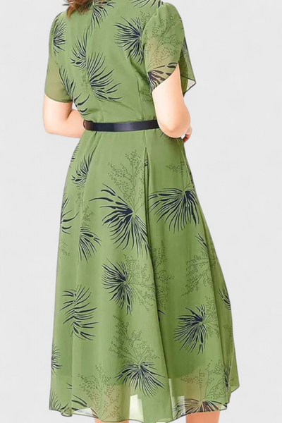 Lupita Vestido Midi Verde de Chiffon con Corte en A