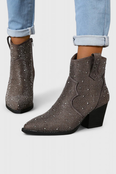 Berenice Botas Chic con Detalles en Patchwork y Cremallera Lateral
