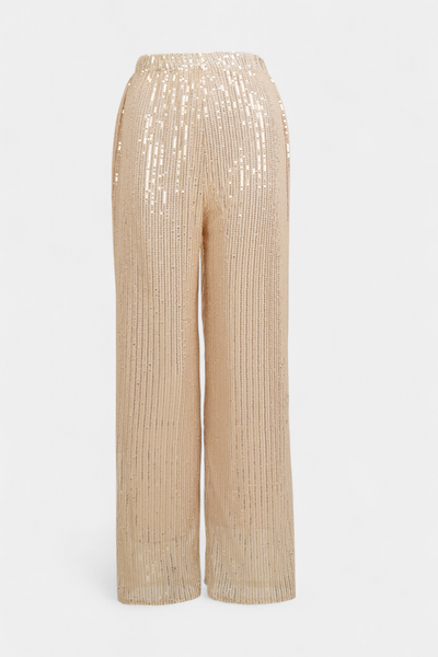 Elva Pantalones Holgados de Cintura Alta con Lentejuelas