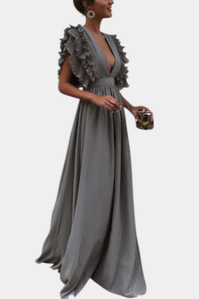 Vestido Maxi Elegante Lucera con Mangas Fluidas