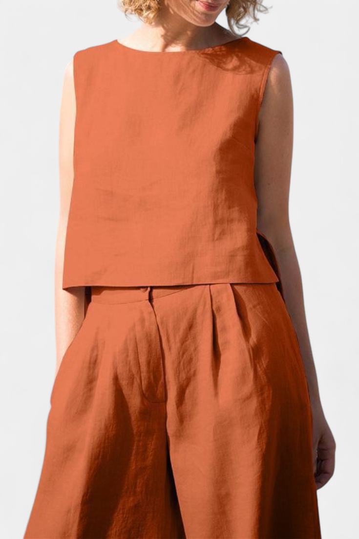 Yvanne Conjunto Vintage Sin Mangas para el Verano