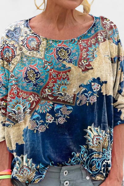 Blusa Holgada Omari con Estampado Bohemio Retro