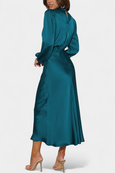 Cecila Maxi Dress with High Neck and Floral Detail
