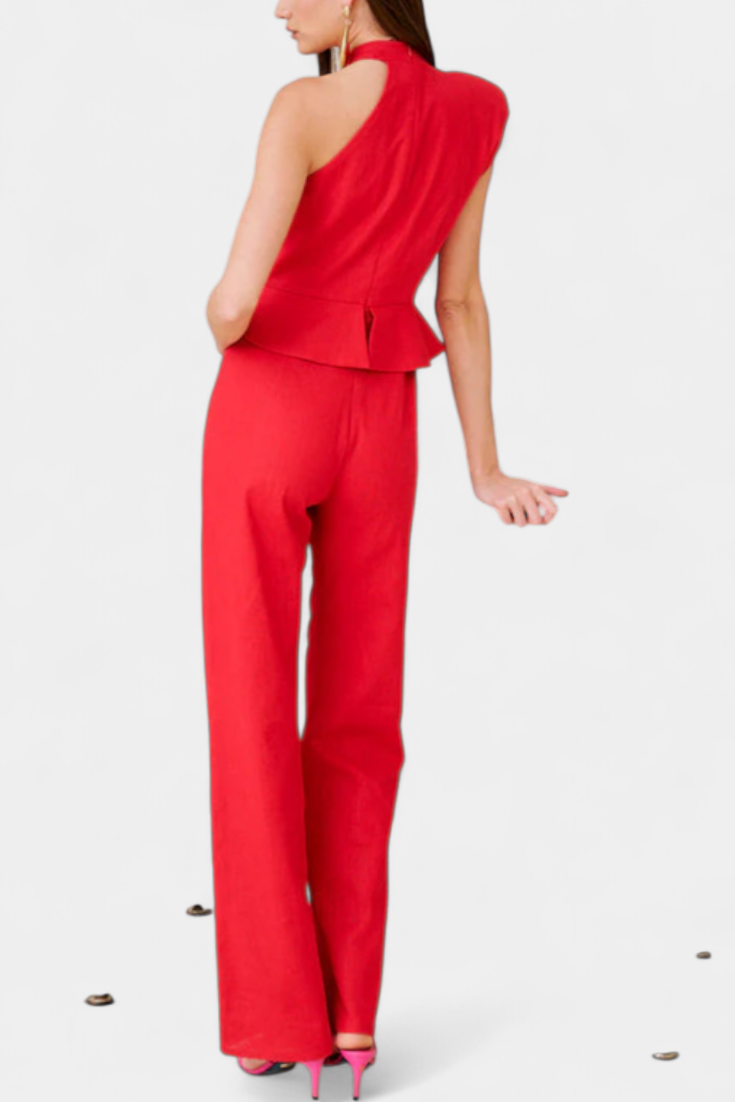 Nerida Asymmetrical Long Dress in Linen and Cotton