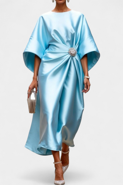 Luxe Brillante Vestido Largo de Satén Ubelia