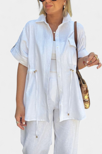 Lani Conjunto Casual de Camisa y Pantalones de Algodón y Lino