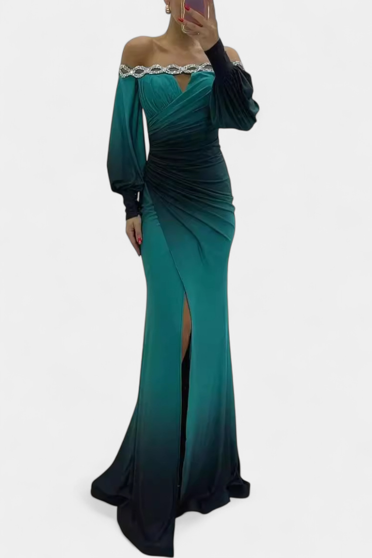 Julitta Vestido Maxi Ombre con Hombros al Descubierto
