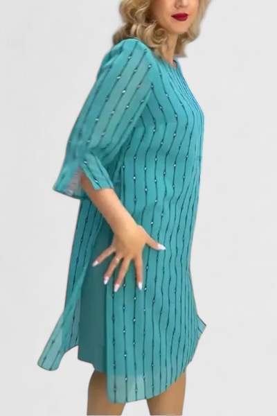 Vestido Elegante de Gasa Polly con Corte Clásico y Caída Suave