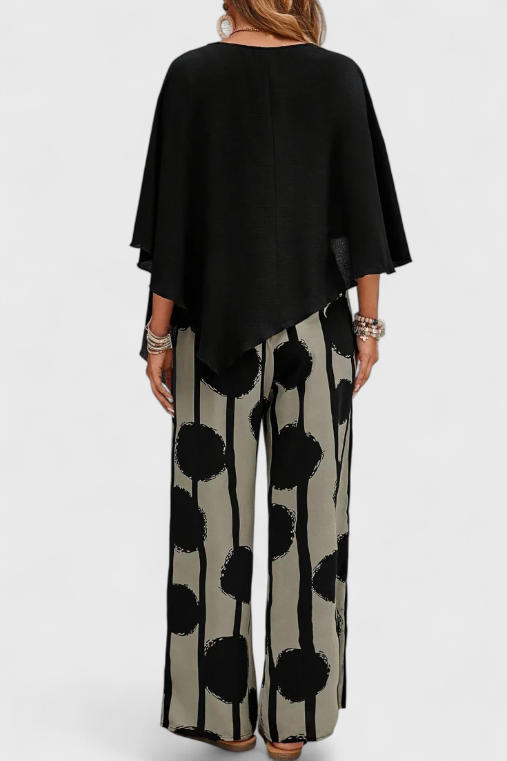 Aleida Conjunto Asimétrico: Top y Pantalón con Estampado