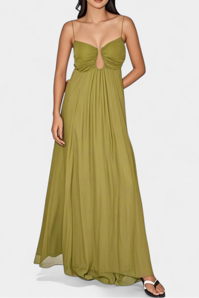 Elettra Vestido Maxi con Tirantes Delgados y Drapeado Suave