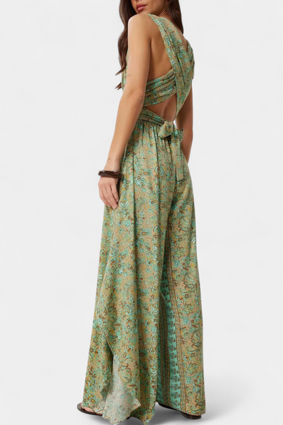 Mono Cruzado Leandra con Estampado Floral en Verde