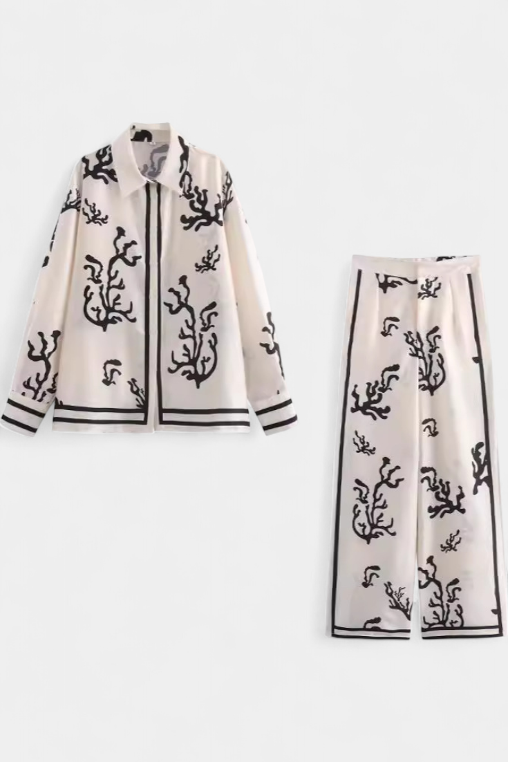 Nazaret Conjunto de Pantalón Ancho con Diseño Artístico