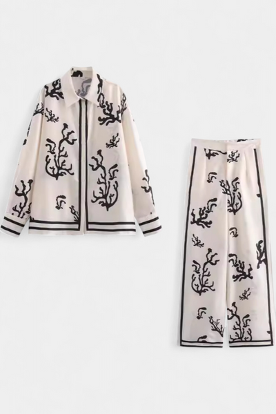 Nazaret Conjunto de Pantalón Ancho con Diseño Artístico