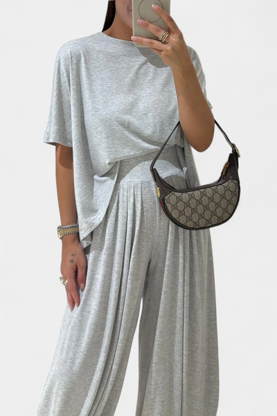 Conjunto Casual Trista: Top Suave y Pantalones de Pierna Ancha