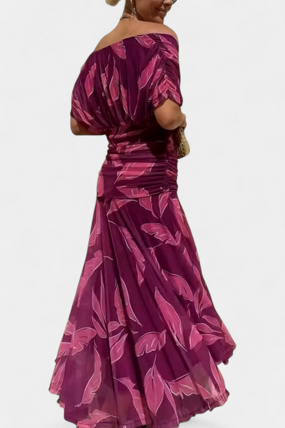 Vestido Largo Alondra con Estampado Floral y Escote en V