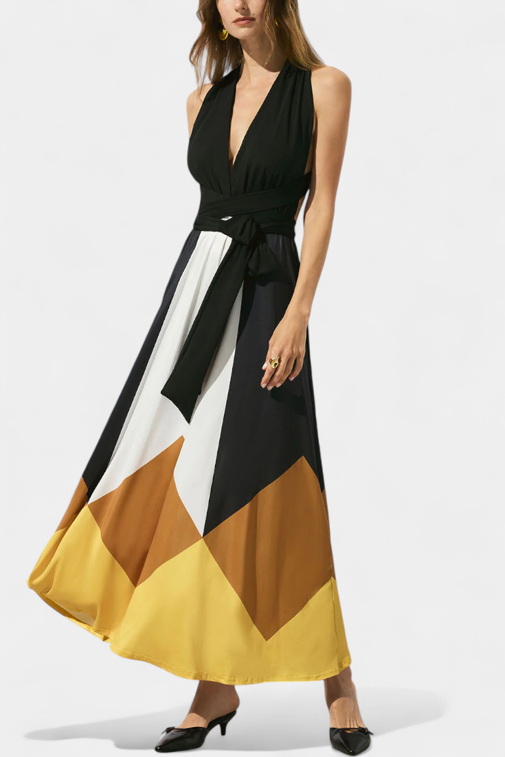 Nava Vestido Largo Polimórfico con Espalda Descubierta y Silueta Versátil