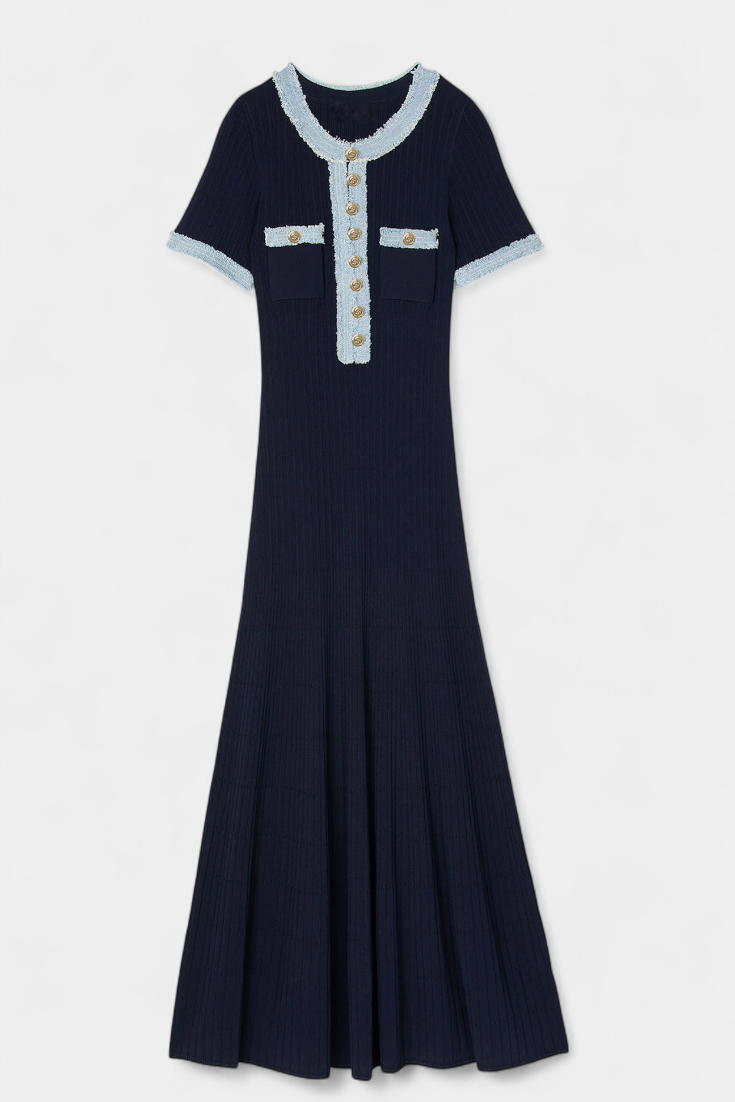 Vestido Midi de Punto Alexia con Detalles de Ribete