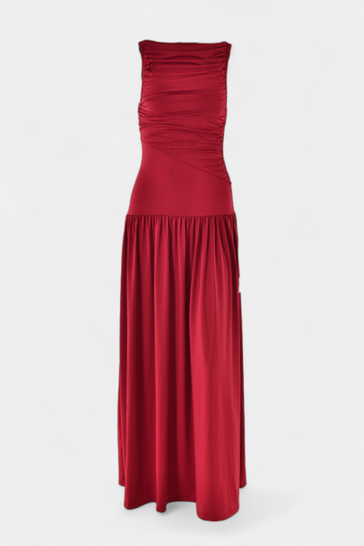 Maddy Vestido Maxi Sin Mangas con Drapeado Lateral Elegante