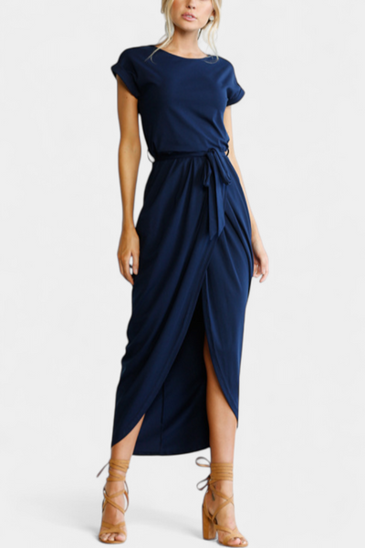 Vestido Midi Envolvente Clarissa con Abertura Lateral