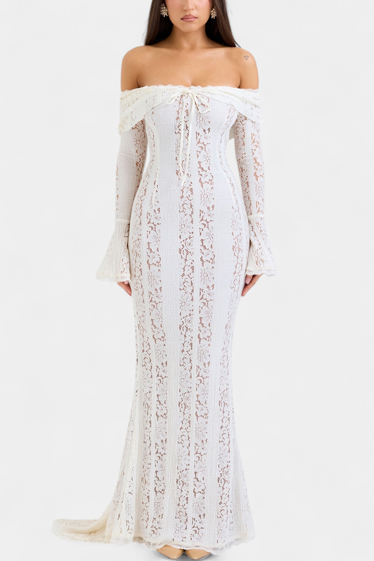Vestido Maxi Off-Shoulder de Encaje Rosalie