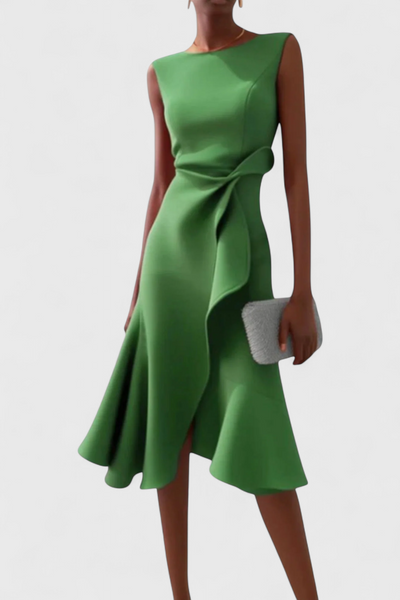 Vestido Midi Asimétrico Claudia con Drapeado Chic