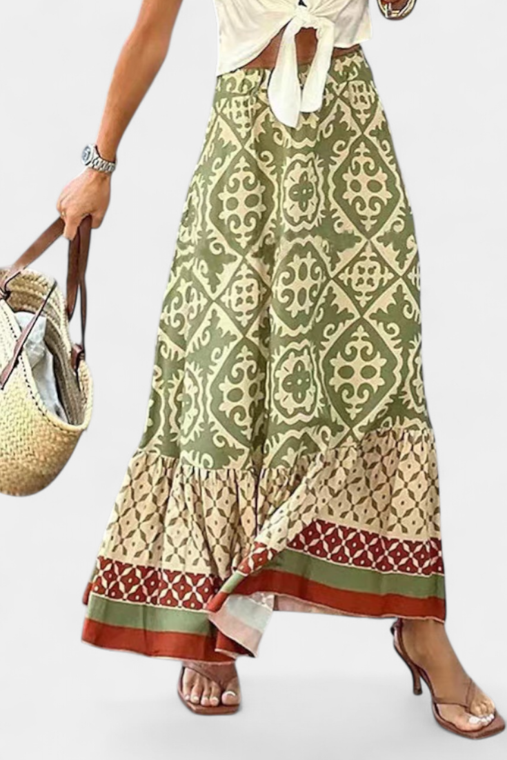 Ethel Maxi Dress with Ruffled Print