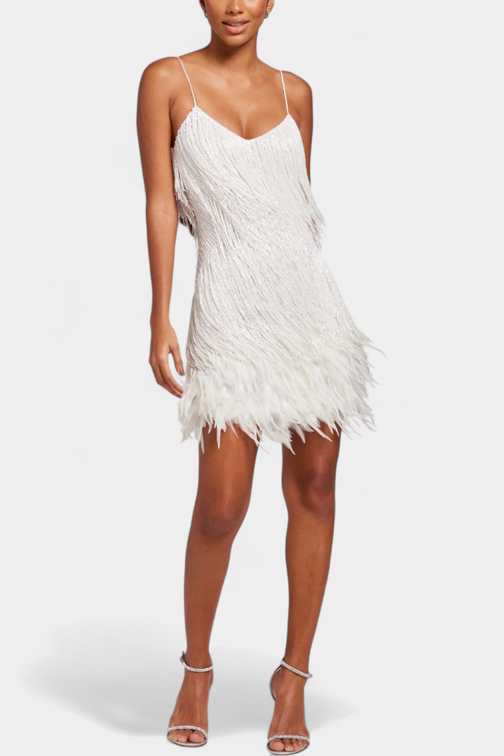 Sheril Mini Vestido con Plumas