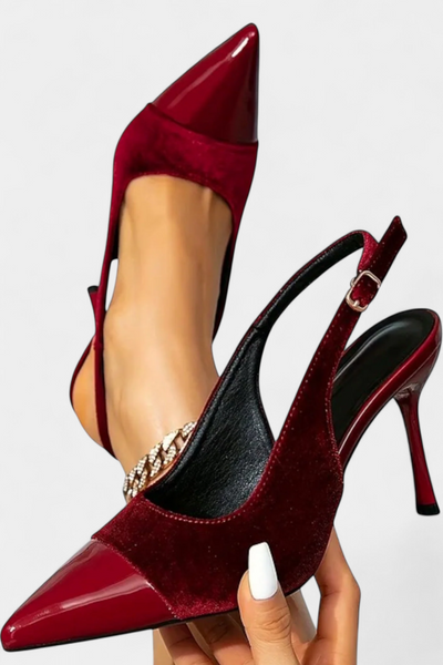 Candice Tacones Stiletto de Terciopelo con Diseño Patchwork
