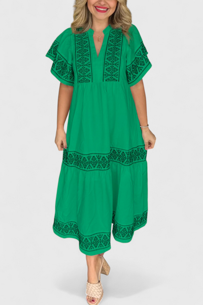 Vestido Maxi Boho Allona con Escote en V y Corte Suelto