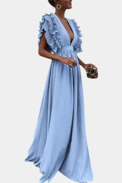 Vestido Maxi Elegante Lucera con Mangas Fluidas